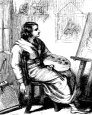 old print of seated artist